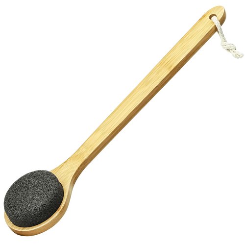 Beomeen Pumice Stone for Feet with Long Handle 15.7", Hard Skin Callus Remover, Scrubber and Exfoliator for Dead Dry Skin, Softer & Smoother Feet, Pedicure Tool Grey