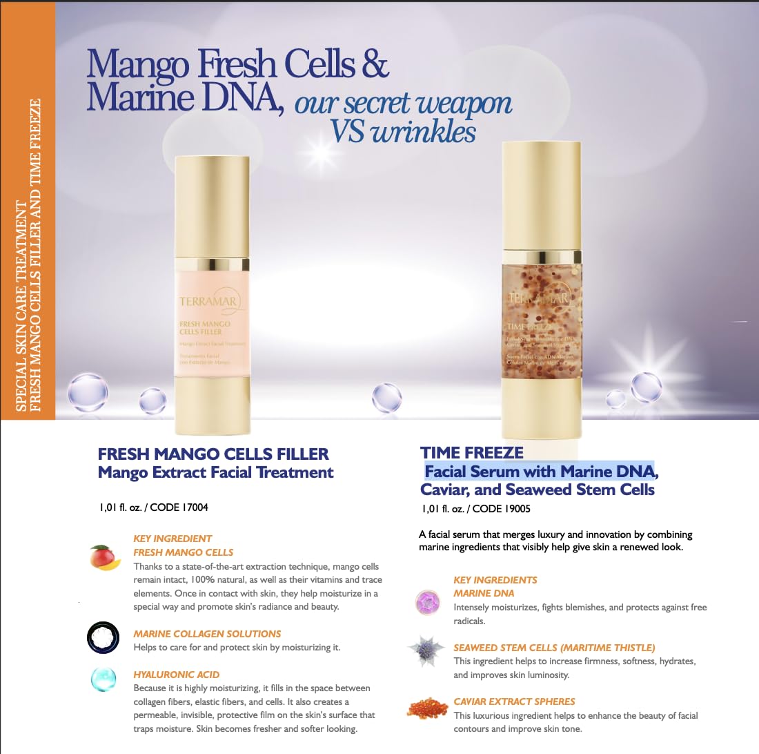 Terramar TIME FREEZE Anti-Aging Facial Serum - with Marine DNA, Caviar & Seaweed Stem Cells - Firms, Revitalizes, Hydrates for Youthful Skin