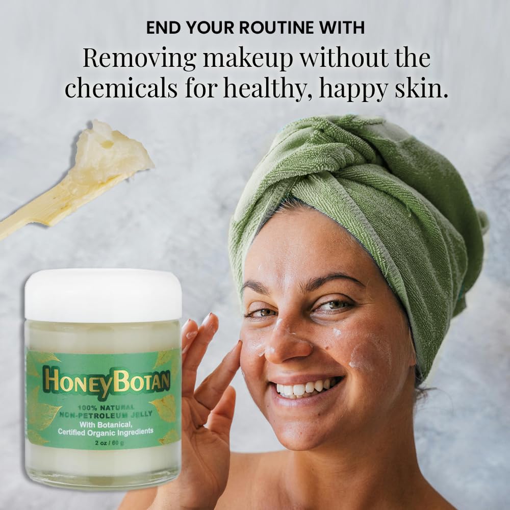 Beesaluxe HoneyBotan - 100% Natural Unpetroleum Skin Balm with Organic Ingredients - Petroleum Jelly Alternative for Lips, Hands, Baby Care, Makeup Remover, and More (2 Ounce)