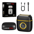 HIENA PRO Men's Electric Foil Shaver - USB-C Rechargeable, IPX7 Waterproof, Pocket-Sized with LED Display for Travel & Home (Black Gold)
