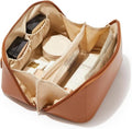 EACHY Travel Makeup Bag - Large Capacity Waterproof PU Leather Cosmetic Organizer for Women