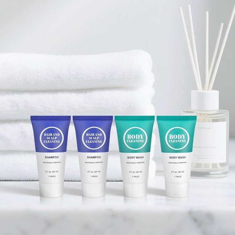 Skiennix Travel Size Shampoo & Body Wash Set - Mini Toiletries for Men & Women | 0.7 oz (60 Pack)