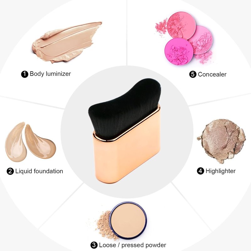 UNIMEIX Self Tanner Brush - Kabuki Applicator for Flawless Spray Tan Blending | Light Gold Finish