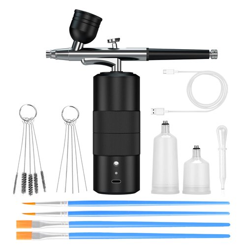 Airbrush Kit Portable Airbrush Air Brush Kit with Air Compressor Airbrush for Nails Airbrush Compressor High Pressure Nail Airbrush Machine Handheld Mini Air Brush Kit (black)