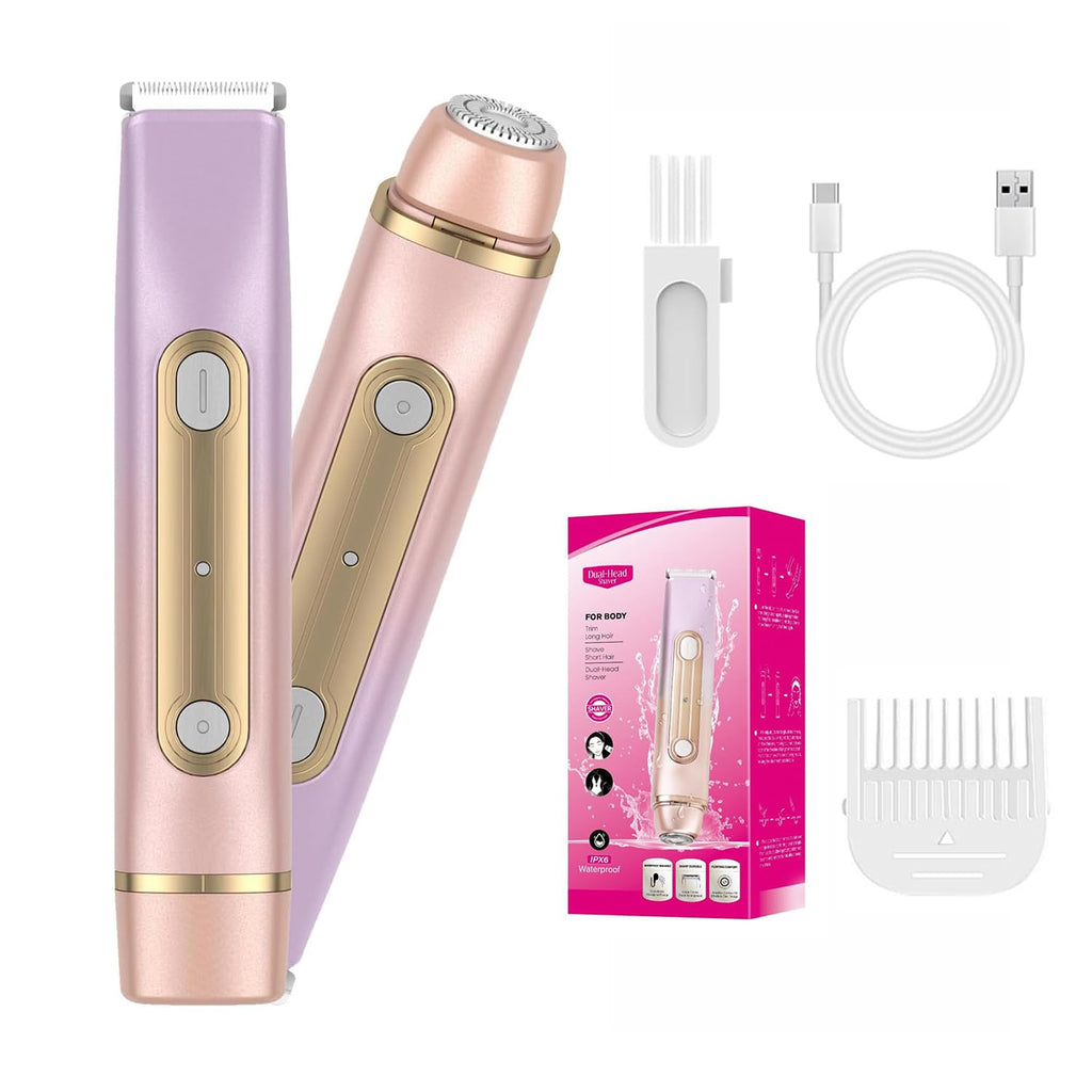 YLKGR Bikini Trimmer for Women 2in1 High Power Epilators Hair Removal Waterproof Electric Razors Women's Electric Razor Pubic Hair Trimmer Shaver for Women for Ladies Pubic, Face, Underarms, Leg