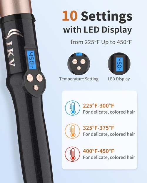 1 1/2 Inch Large Curling Wand for Long Hair, 1.5 Inch Dual Voltage Hair Curling Iron Wand Ceramic Extra Long Barrel,10 Adjustable Temp