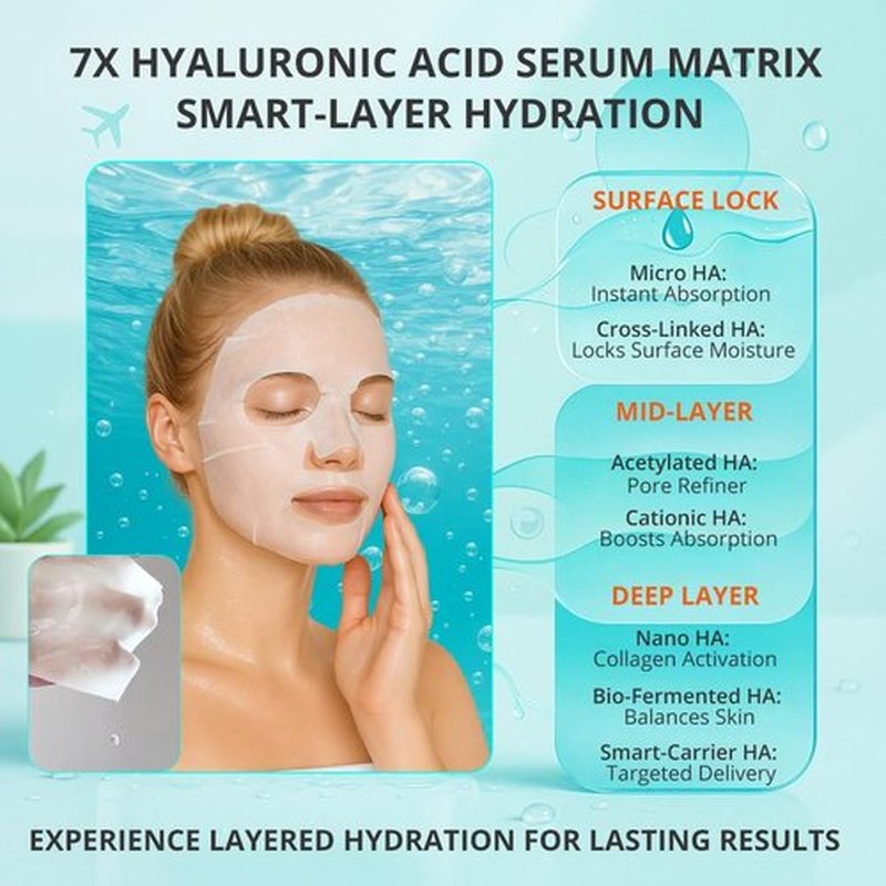 GONIM Korean Face Mask - Hydrating Sheet Masks with Hyaluronic Acid & Collagen | 10 Sheets