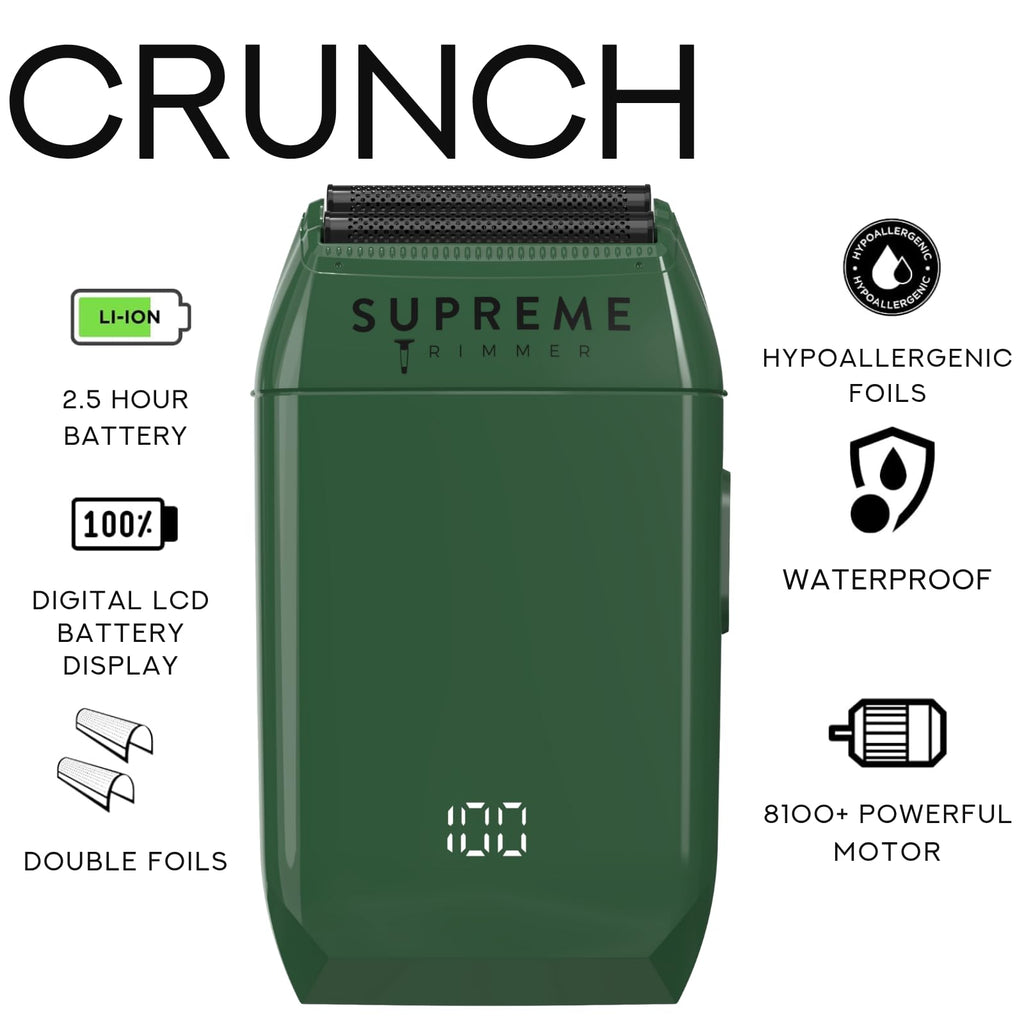 Supreme Trimmer Crunch STF602 – Waterproof Double Foil Shaver for Men | 150 Min Runtime, Wet/Dry Cordless & Corded Electric Razor | Hypoallergenic Foils for Face, Head & Stubble