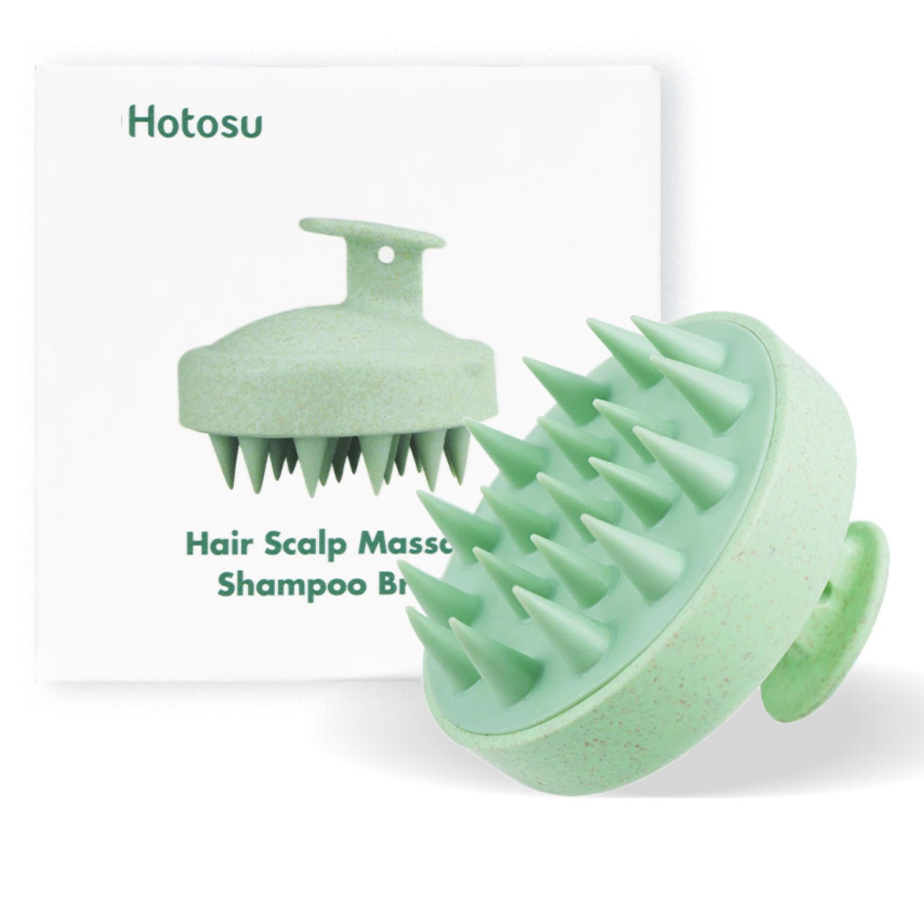 Hotosu Scalp Massager Brush for Hair Growth – Silicone Scalp Scrubber & Scalp Exfoliator – Manual Scalp Massager Brush for Wet or Dry Use – Hair Massager Scalp Shampoo Brush Tool (Green)