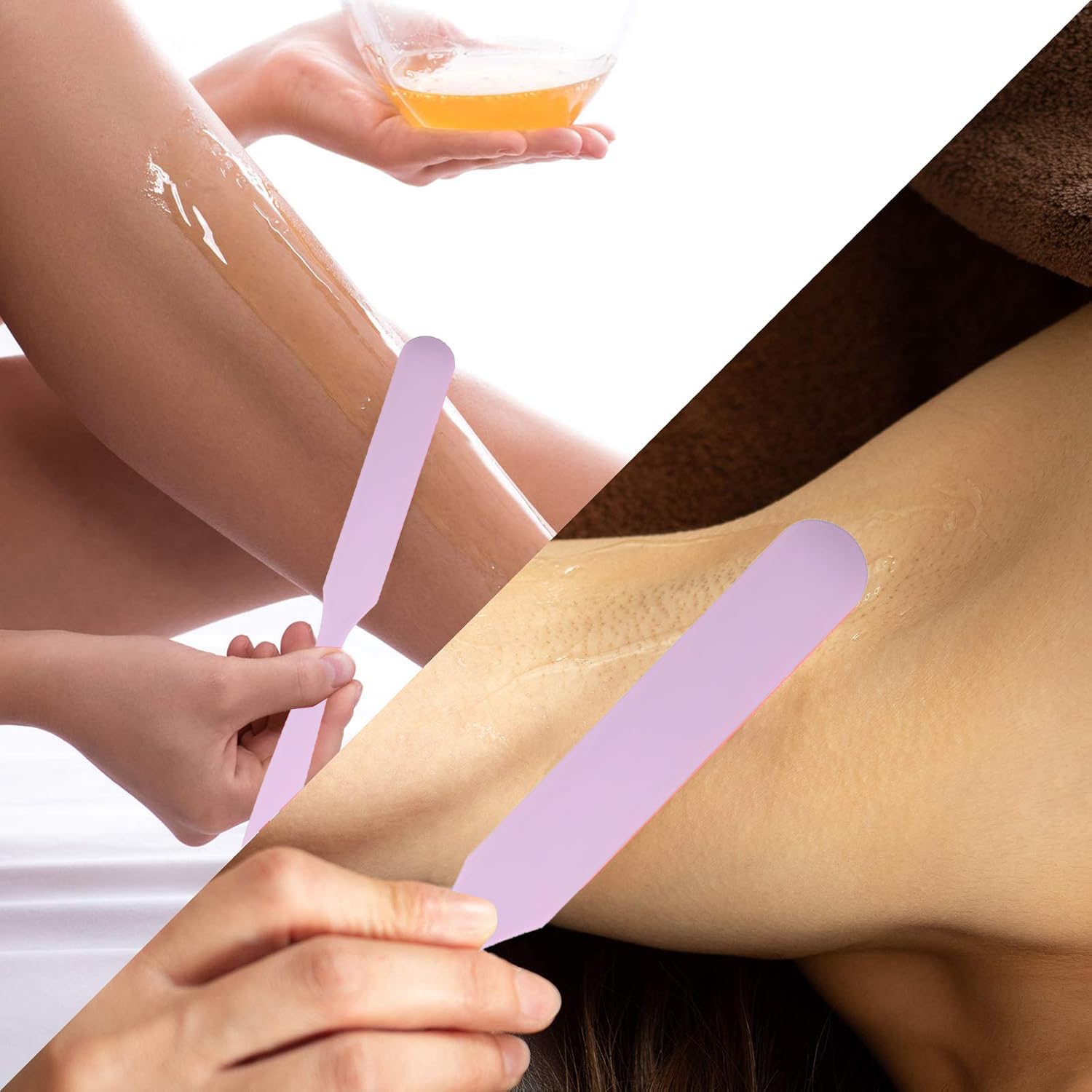 silicone wax applicator Non-stick Waxing Applicator Hair Removal Sticks Applicator Spatula Reusable Hard Wax Scraper for Home Salon Body Use (2pc purple)