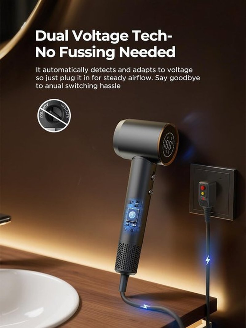 Skiennix Dual Voltage Travel Hair Dryer - High-Speed Ionic Blow Dryer with Diffuser | Lightweight & Low Noise, Perfect for European Travel