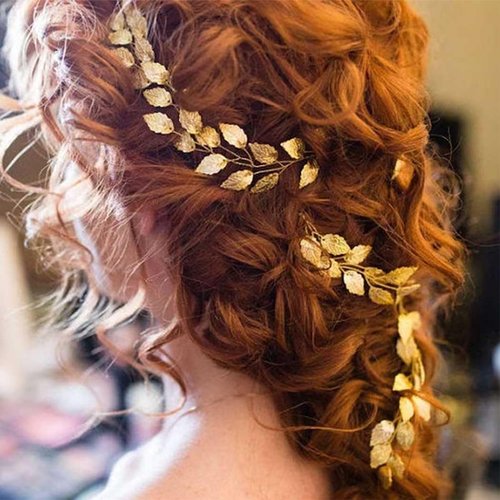 JAKAWIN Gold Wedding Hair Vine Leaf Bride Hair Piece Accessories for Women HV179 (Gold)