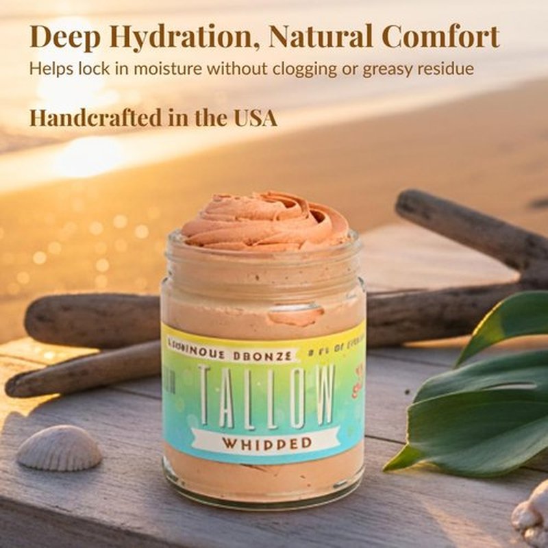 Luminous Bronze Whipped Tallow Moisturizer - 9oz Moisturizing All Natural Bronzing Body Butter with Mica
