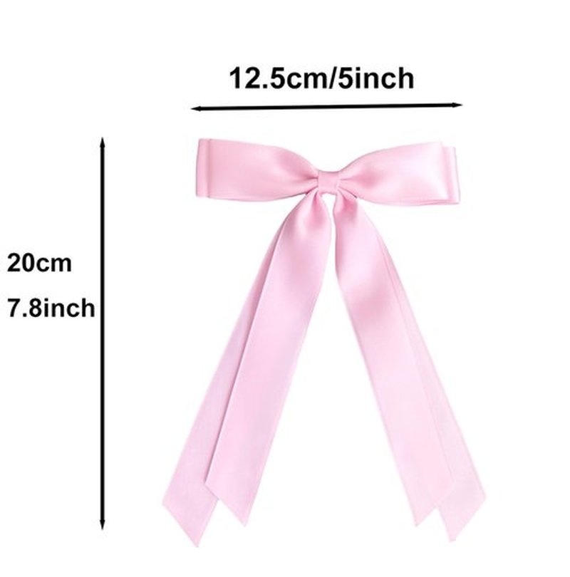 4pcs Silky Satin Ribbon Bow Hair Clips for Women Bowknot Hair Ponytail Holder Accessories for Women Girls Toddlers Teens Kids Party Wedding Prom Daily Outfits (Light pink 4pcs)