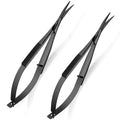 Shynai 2 Pieces 4.7 Inch Embroidery Scissors Curved Eyebrow Scissors Tip Spring Action Stainless Steel Cutting Eyebrow Trimming Craft(Black)