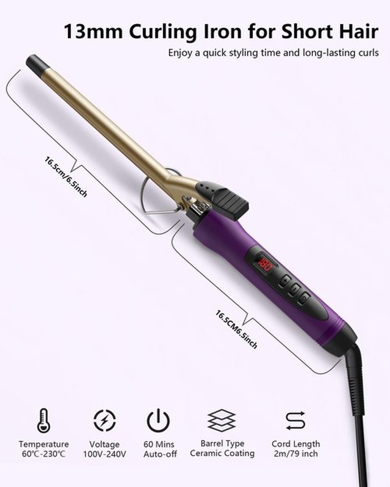 MELYDO 1/2 Inch Small Curling Iron Wand for Short & Long Hair, Half Inch Curling Wand Ceramic Small Barrel Curling Iron Tiny Curling Wand with Adjustable Temperature, Include Heat Resistant Glove