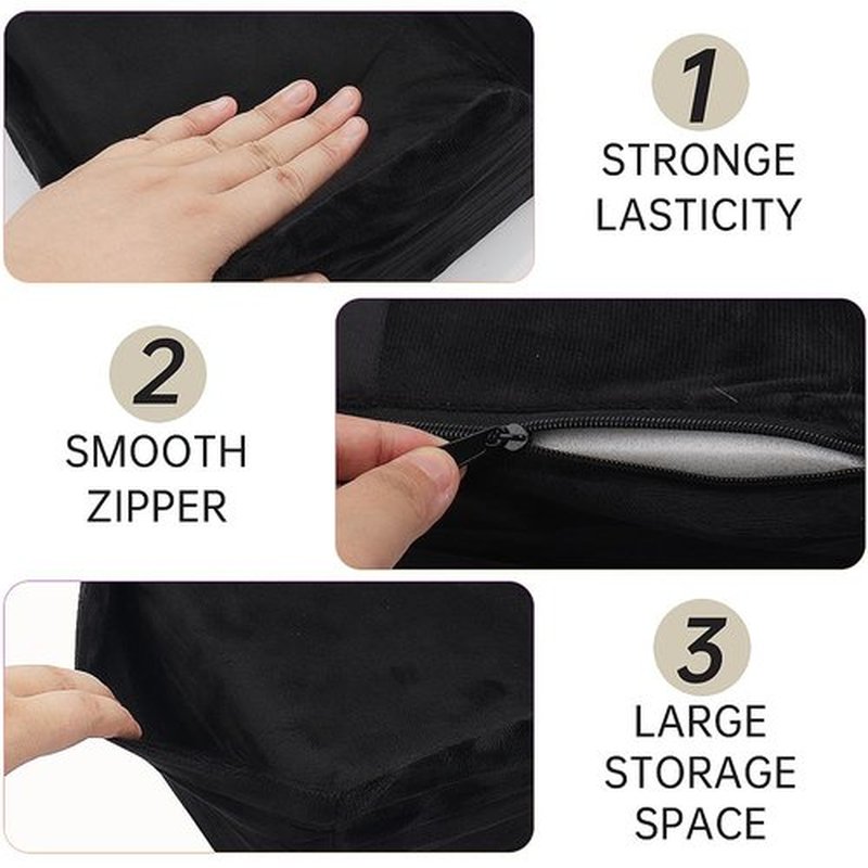 Beauty Salon Eyelash Extension Velvet Lash Pillow Beauty Salon Memory Foam Neck Pillow for Lash Extension Grafting Make Up Side Pockets for Tools(Black)