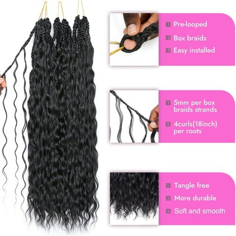 Goddesty Boho Bora Bora Crochet Braids Pure Protein Fiber Close to Human Hair 18inch Goddess Box Braids with Soft Breezy Wave Curly Bohemian Crochet Hair for Black Women (1B, 18 Inch(Pack of 7))