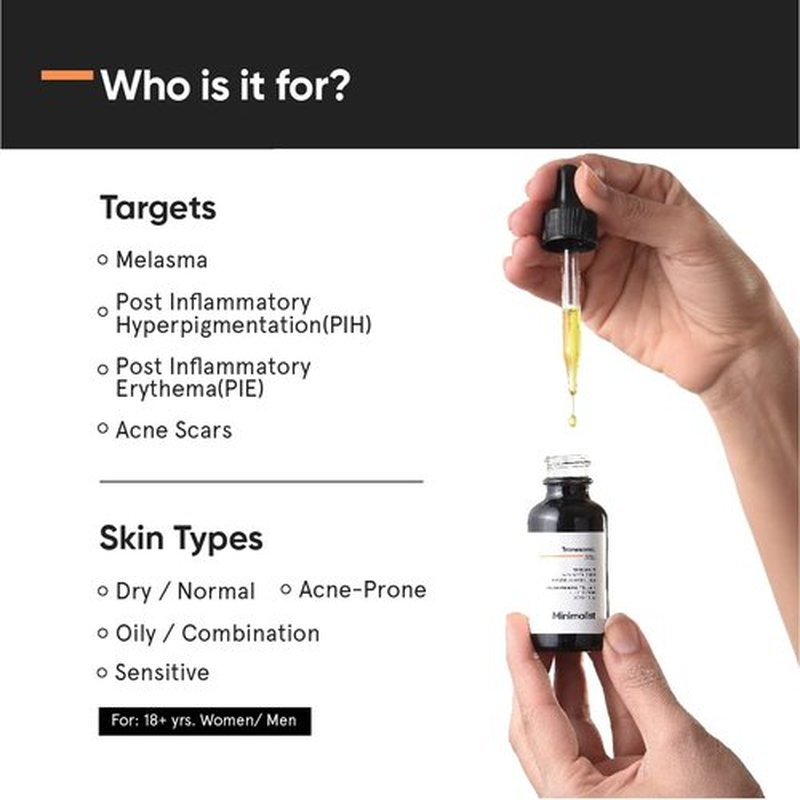 Tranexamic Acid 3% Face Serum by Minimalist - Brightens Melasma & Dark Spots | Unisex | 1 Fl Oz / 30 ml