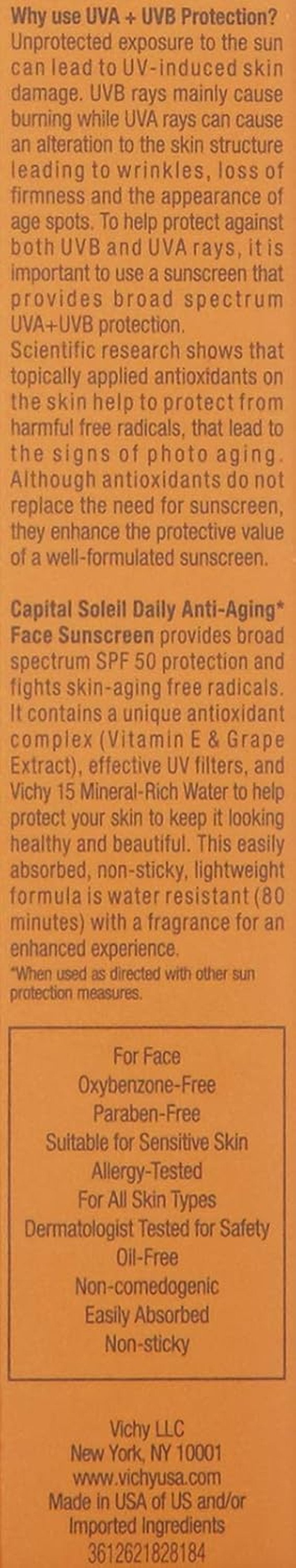 Vichy Capital Soleil Face Sunscreen SPF 50 - Anti-Aging, Oxybenzone-Free Protection for Sensitive Skin | Travel Size