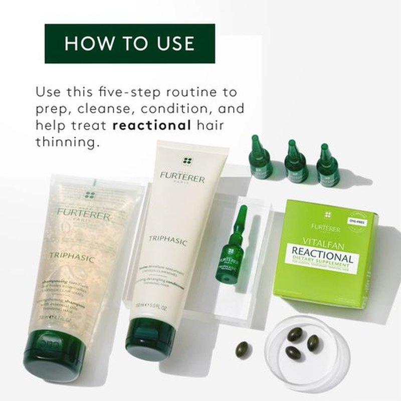 Rene Furterer Reactional Thinning Hair Ritual - Drug-Free Solution for Sudden Thinning Hair - 1 Ct.