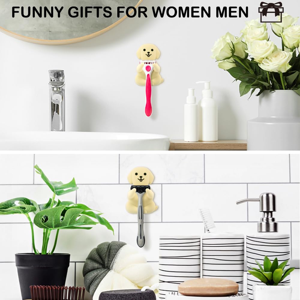 THEBESTU Labrador Razor Holder for Shower, Funny Dog Razor Hooks Gifts for Women Men Mom Dog Lover, Bathroom Kitchen Blade Shaver Hanger Wall Mount, Cute Decorative Shaver Hooks for Friend Sister