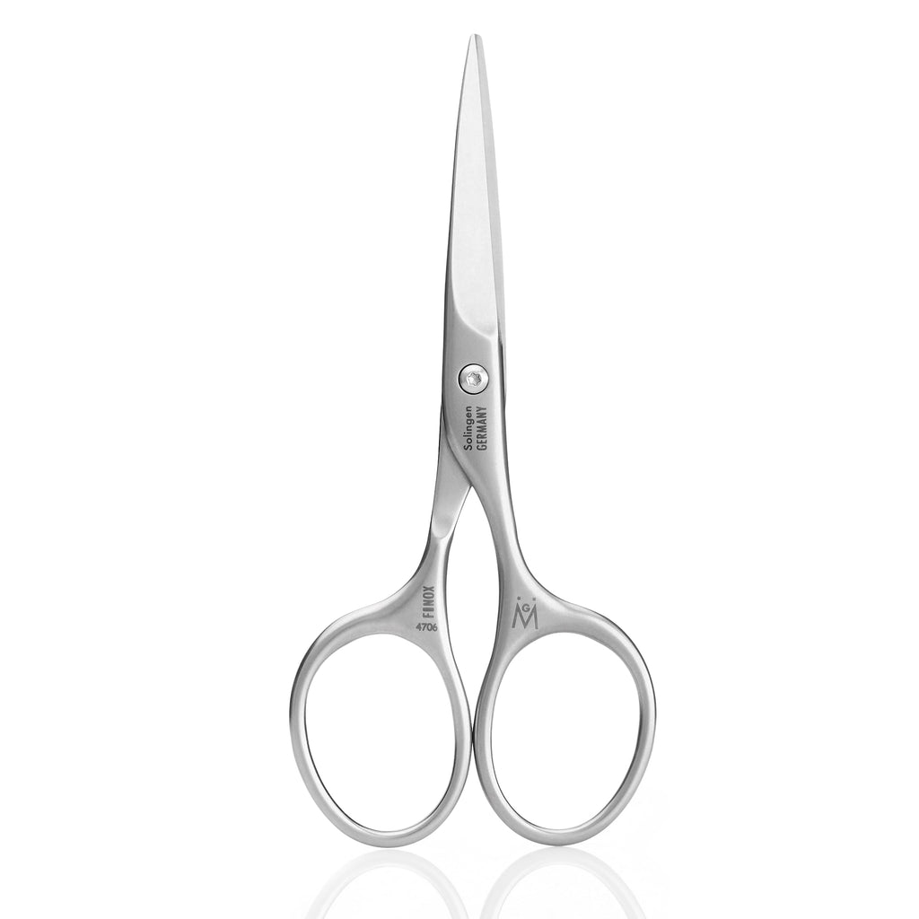 GERMANIKURE Beard and Mustache Scissors - FINOX Stainless Steel Professional Manicure Tools in Leather Case - Ethically Made in Solingen Germany - 4706