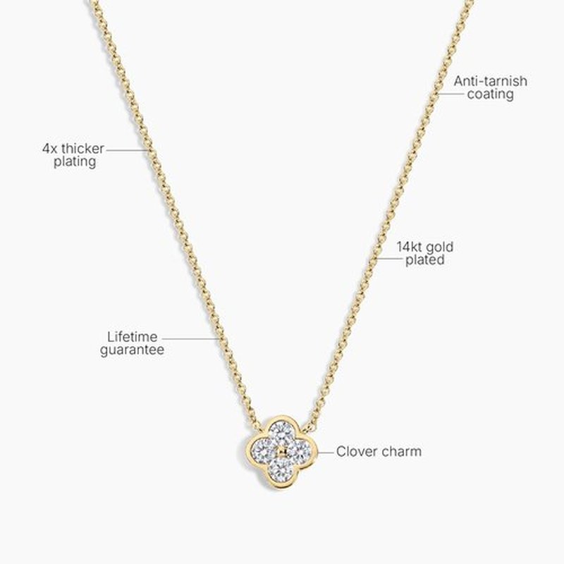 Electric Picks Camilla Clover Necklace - Elegant 14kt Gold Plated Layering Jewelry for Women