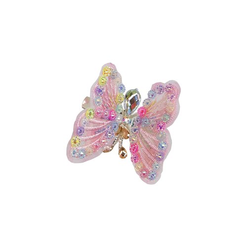 Cartanfill-Embroidery Butterfly Hair Clips Set 6pc Multi Color Stylish Accessories for Girls (A)