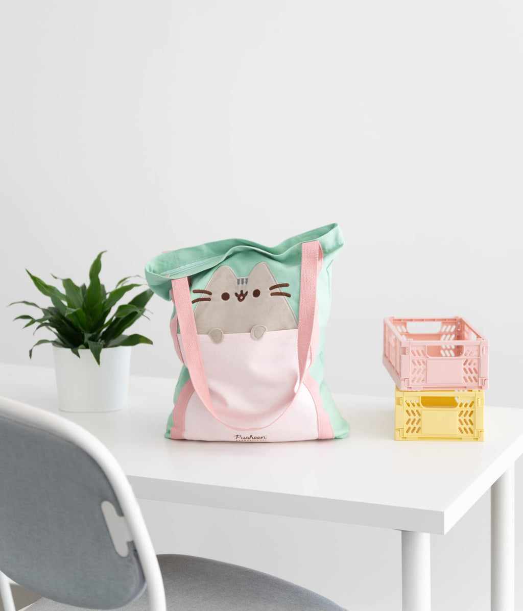 Grupo Erik Official Pusheen Tote Bag - 14x16x2 Inches - Canvas Shopping Gift Bag - Cute Pusheen Merchandise