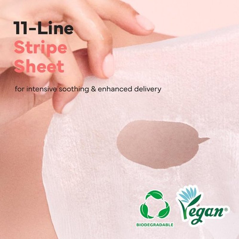 SAM’U PH Sensitive Relief Fit Face Mask – Redness-Reducing & Calming Vegan Sheet Mask with 5 Cica Complex and Tea Tree, Soothing Travel-Friendly Korean Skincare (5 Sheets)