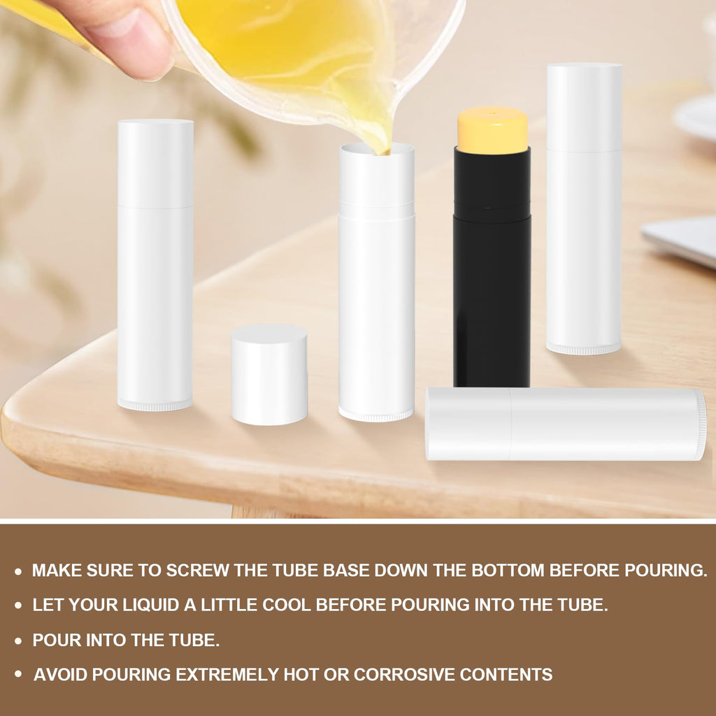 Zenihol BPA Free Empty Lip Balm Tubes Bulk, 50 Count with Leak-proof Caps (White, 50Pcs)