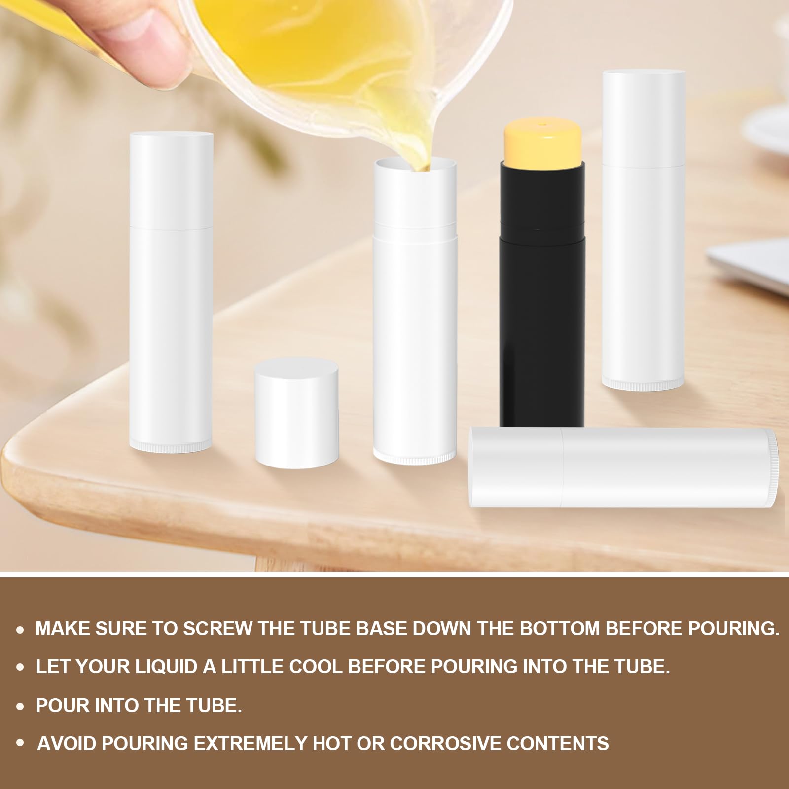 Zenihol BPA Free Empty Lip Balm Tubes Bulk, 50 Count with Leak-proof Caps (White, 50Pcs)