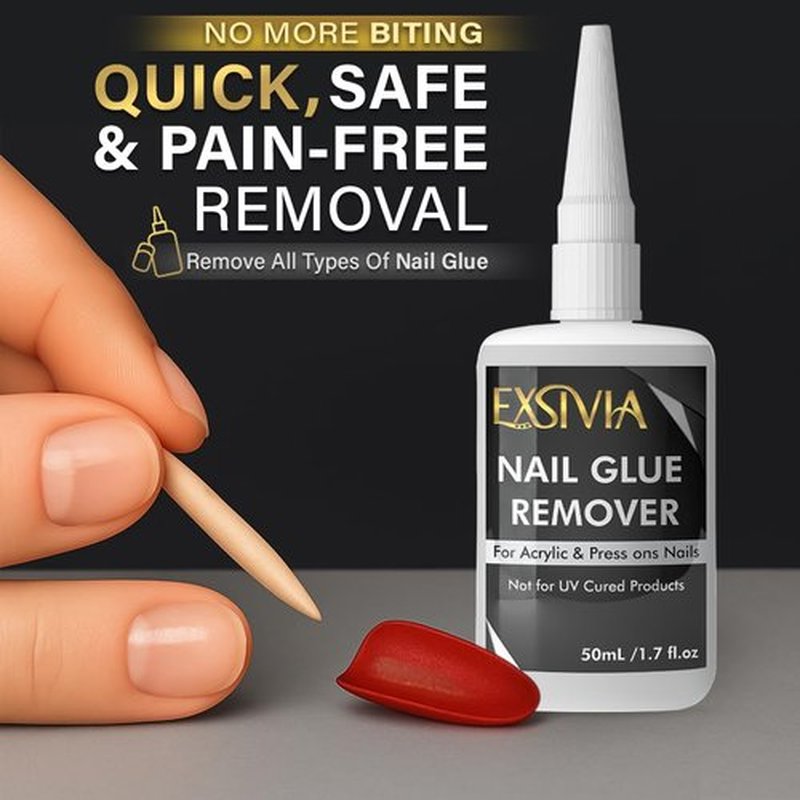 Nail Glue Remover for Press On & Glue On Nails (50mL) Non-Acetone Gentle Low Odor Debonder Serum, Exsivia False Nail Remover for Fake Tips, Fast Removal