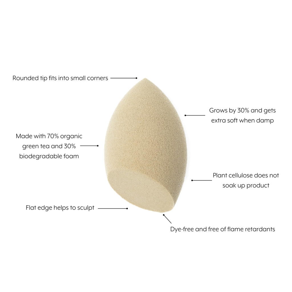 Jenny Patinkin Pure Luxury Au Naturel Green Tea Makeup Sponge - Beauty Blender & Sponge for Flawless Face Makeup Blending - Organic & Soft Beauty Blender Surface