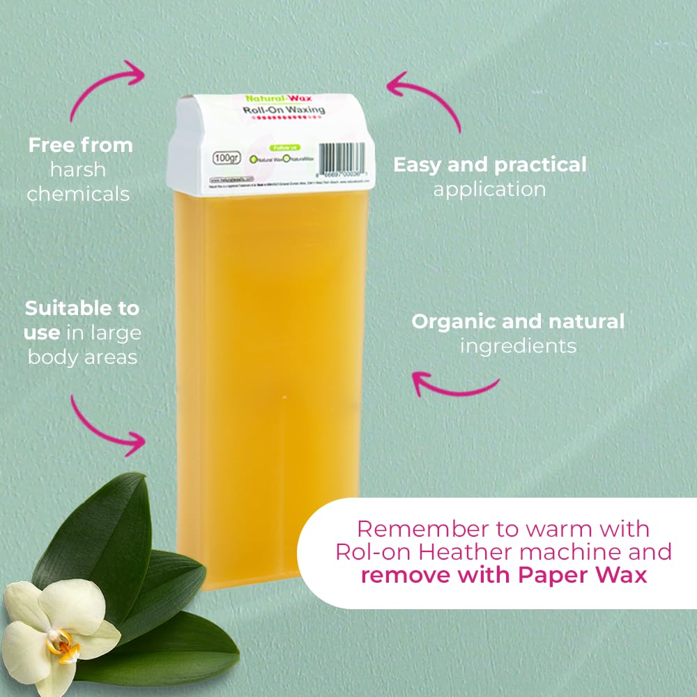 Natural Honey Roll-On Hair Removal Wax Cartridge - 100% Organic, No Residue (Pack of 3)