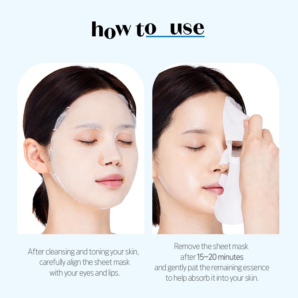 ETUDE SoonJung Sheet Mask Panthensoside (5pcs Pack), 100% Bamboo Sheet, Face Mask, Moisturizer for Sensitive Skin, pH Balanced Formula, Panthenol, Madecassoside, Korean Skin Care, Beauty