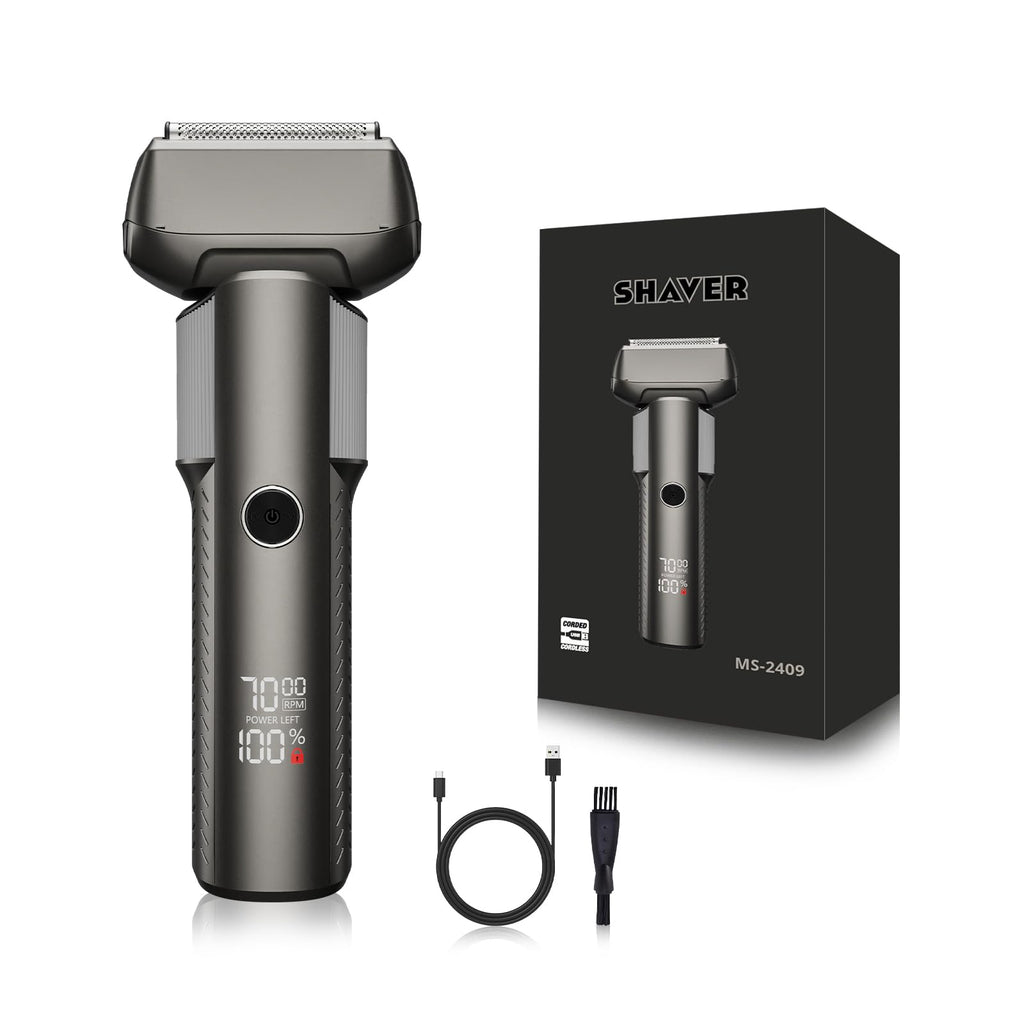 Foil Shavers for Men, Professional Travel Shavers, Electric Razors for Shaving Face, Waterproof Cordless Razor with Led Display, Rechargeable