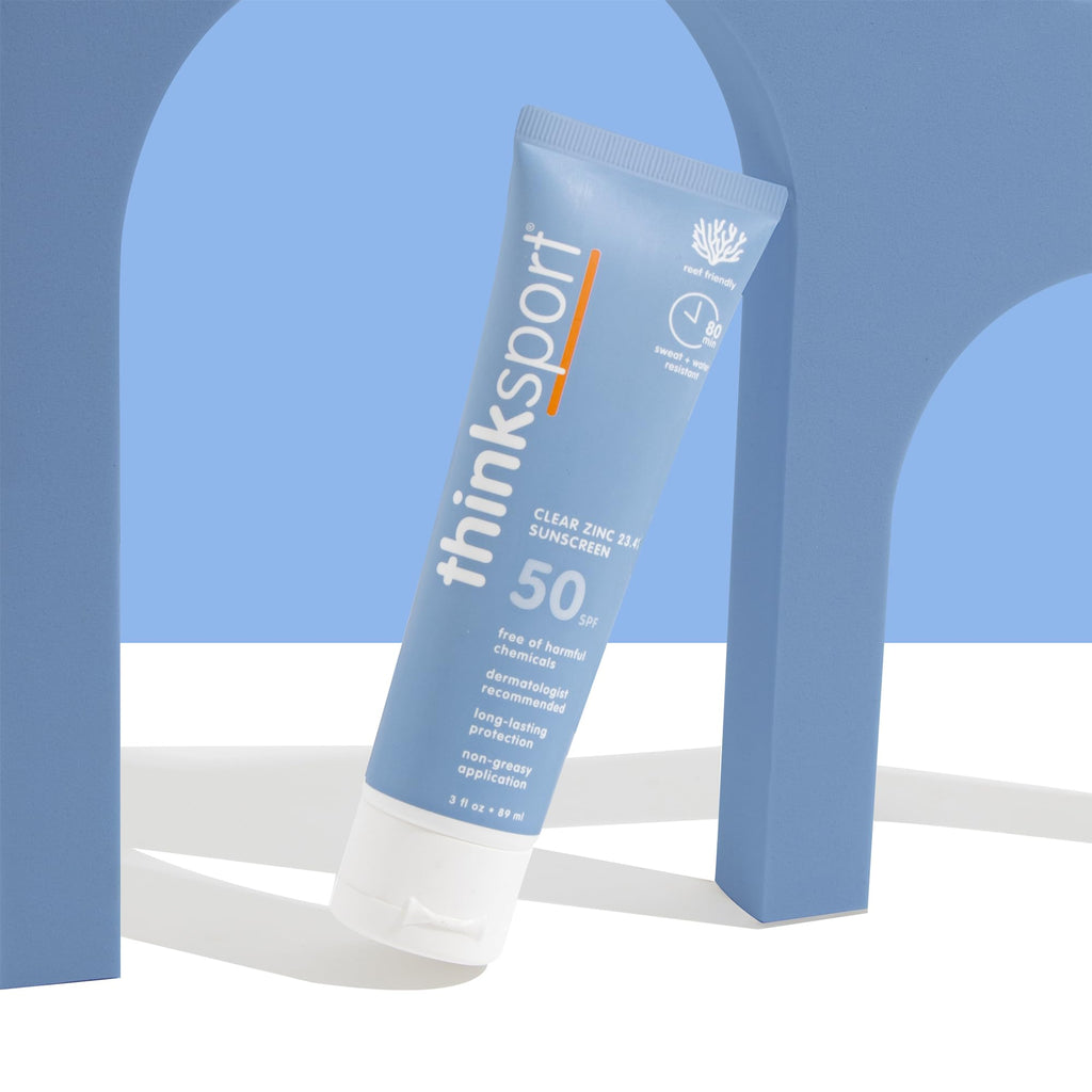 Thinksport SPF 50+ Mineral Sunscreen with Clear Zinc Oxide, 3 Fl Oz – Safe, Natural, Water Resistant, Broad Spectrum UVA/UVB Sun Screen for Sun Protection – Vegan, Reef Safe Sunscreen