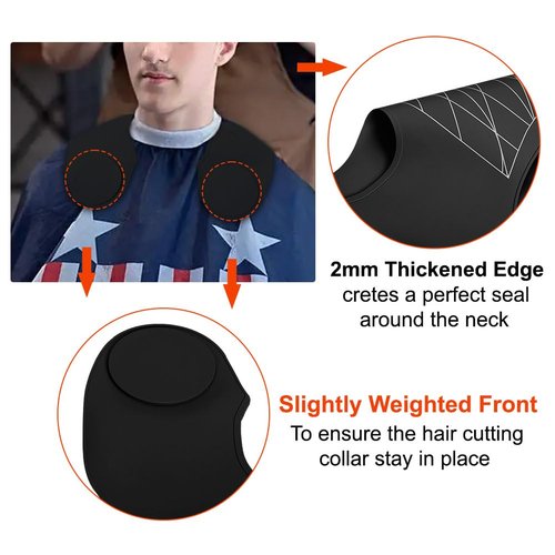 Derkerry Silicone Hair Cutting Guide Collar - Waterproof Cutting Mat for Hair Stylist - Hair Cutting Cape with Guidelines Weighted Neck Wrap for Salon Home - Black