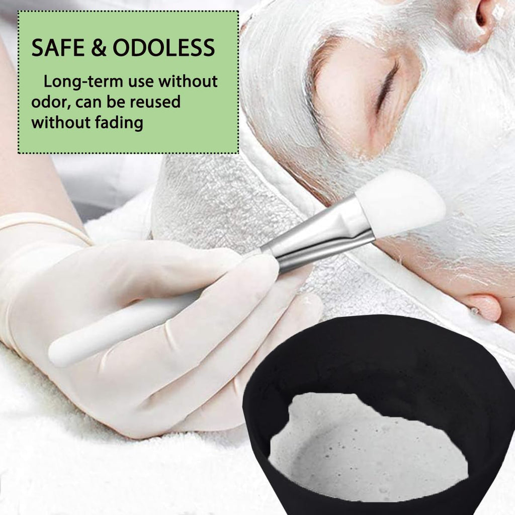 PLINNILUY 5 Pcs Diy Face Mask Mixing Bowl, Home Use Silicone Facial Mask Mixing Bowls Set Plastic Facial Mask Mixing Masks Set - DIY Skincare Mixing Tool Kit (Black-5Pcs)