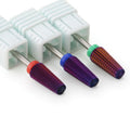 ERUIKA 3pcs 5 in 1 Nail Drill bits,3/32" Shank Tungsten Carbide Drill Bits, Fast Removing Acrylic Nail Hard Carbide Tungsten Two Way Use for Left and Right Handed E-file Bits (Purple(C,M,F))