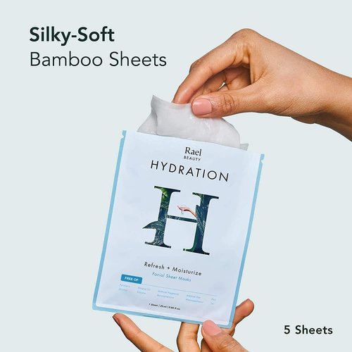 Rael Hydrating Face Masks - Bamboo Facial Sheet Mask for Dewy Skin | 5 Sheets with Fruit Extracts