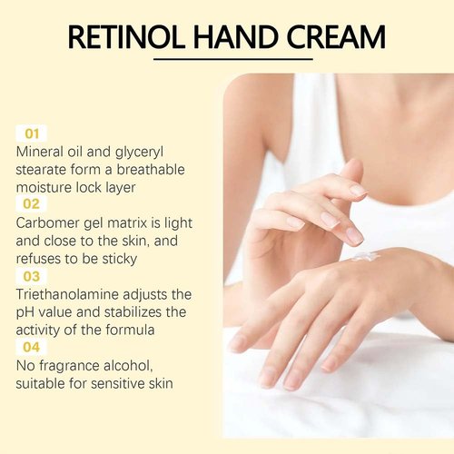Retinol Hand Cream Anti Aging, Enriched With Collagen, It is Specially Formulated for Aging, Dry, And Chapped Hands (50G Anti Aging Hand Cream, Nourishing and Protecting Skin, Nails, And Cuticles)