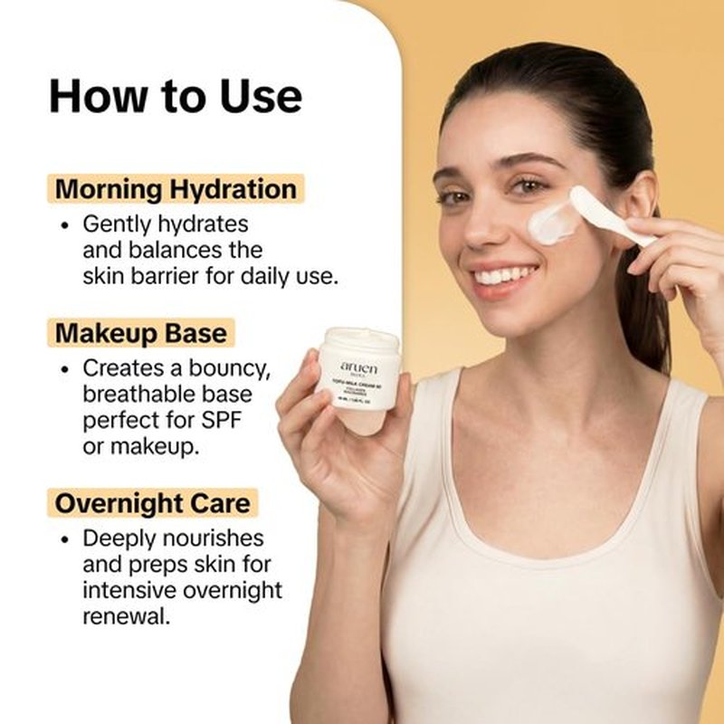 aruen Tofu Collagen Dual-Firming Jelly Cream - 80% Fermented Soy Milk + Bean Essence + Niacinamide - Korean Glass Skin Tightening, Daily Facial Moisturizer (1.69 fl.oz | 50ml)