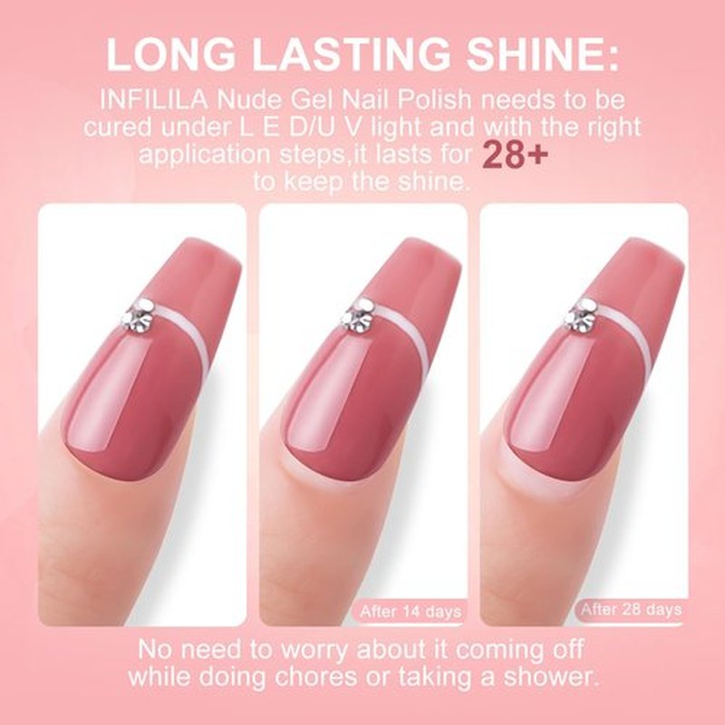 NXJ INFILILA Nude Gel Polish Set, 10ML Milky White Pink Jelly Gel Nail Polish Kit, 6 Transparent Sheer Colors Salon DIY Nail Art at Home for Girls (Blushing Nude01)