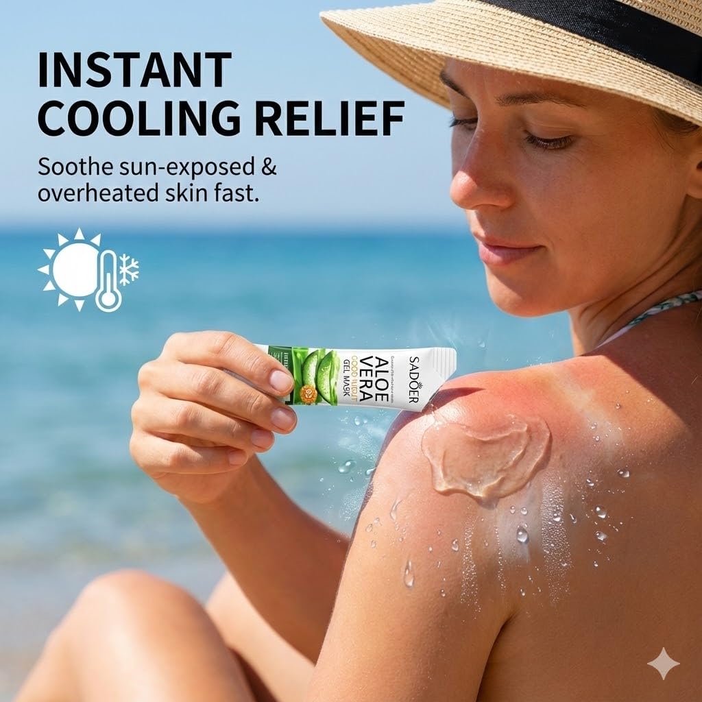Aloe Vera Travel & After-Sun Recovery Gel Sachets - 20-Pack,face gel mask