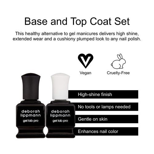 Deborah Lippmann Gel Lab Pro | Gel Like Base and Top Coat Set | Delivers High Shine and Long-Lasting Manicure Wear | Fast Drying Finish Protects Nail Color | No UV Lamps, No Tools, No Damage