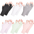 eggigi 6 Pairs UPF 50+ UV Protection Half-Finger Gloves - Touchscreen Gel Nail Manicure Gloves for Women, 6-Color Breathable Skin Care Gloves