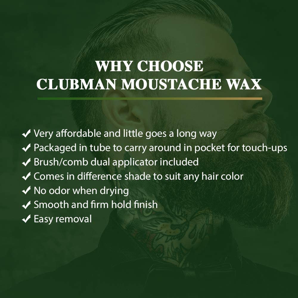 Clubman Moustache Wax Neutral 0.50 Oz (Pack of 10)